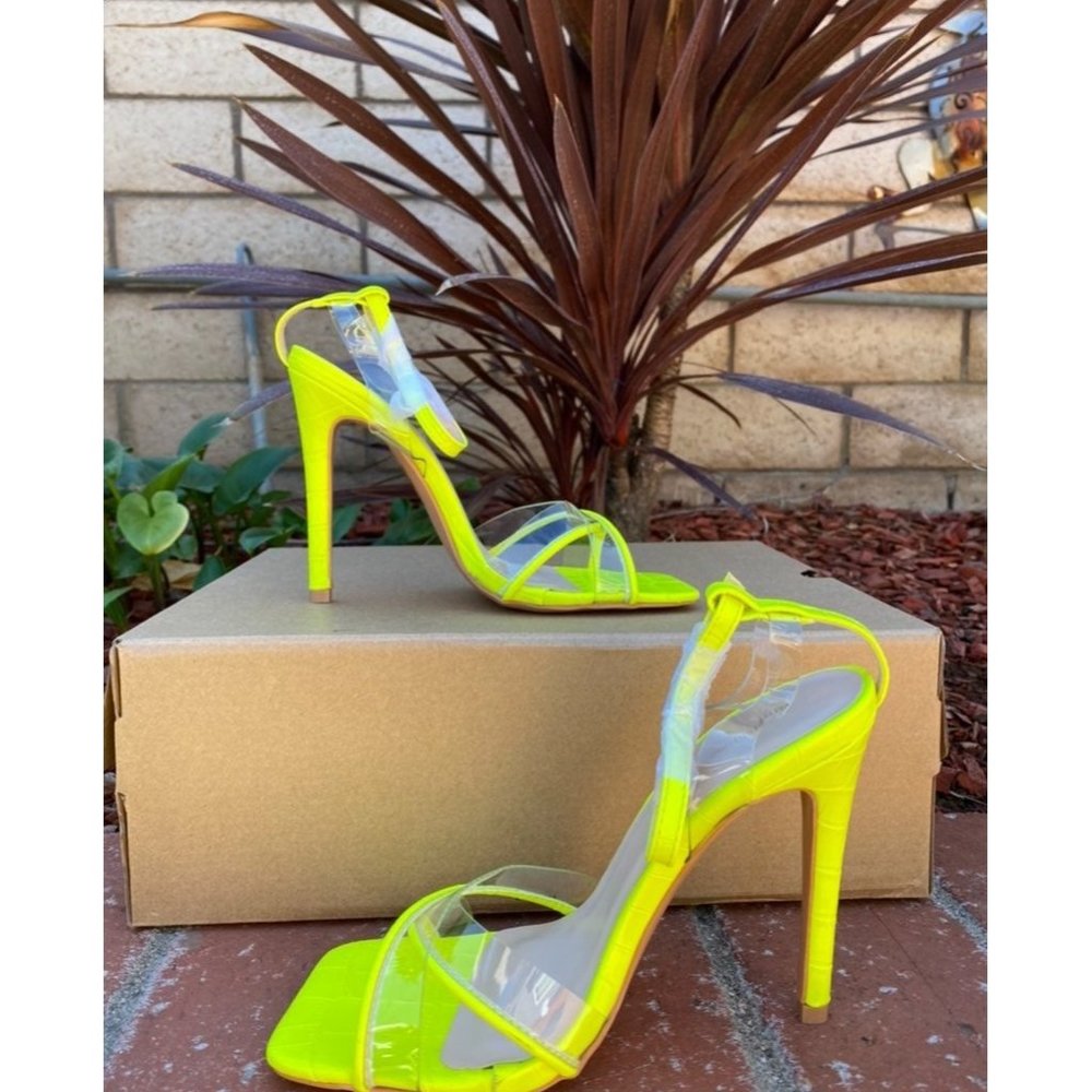 Pretty Little Thing Neon Cross Heels Size 5 women